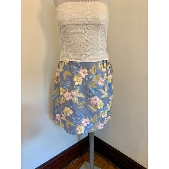 Jennifer Moore VTG y2k 90s 2000s Floral Wrap Skort Tie Skirt Tropical 6 Cotton - Picture 8 of 16